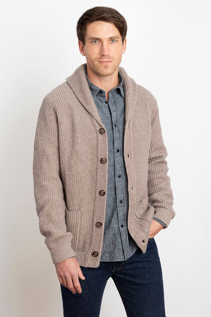 Rib Shawl Collar Cardigan