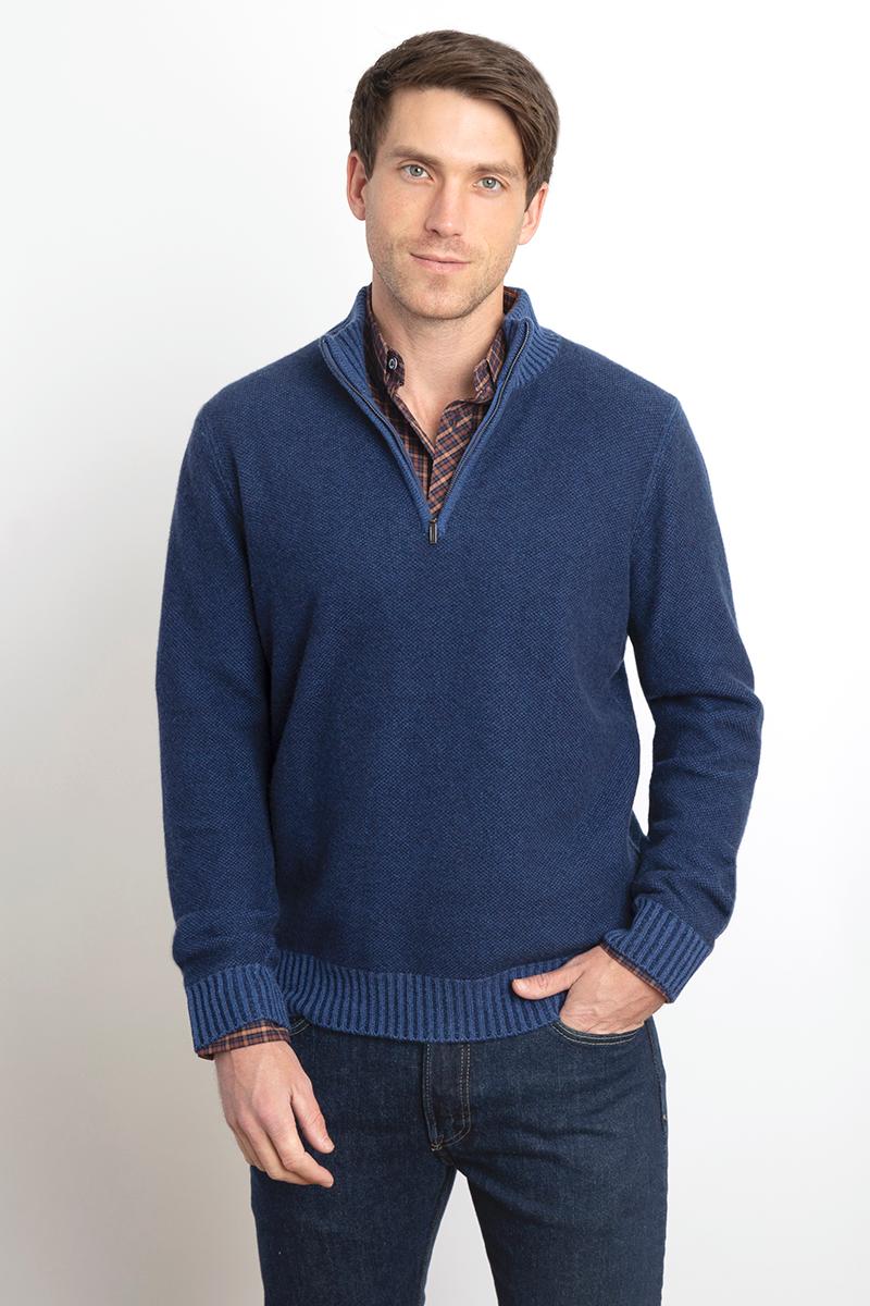 PLAITED PIQUE QTR ZIP MOCK