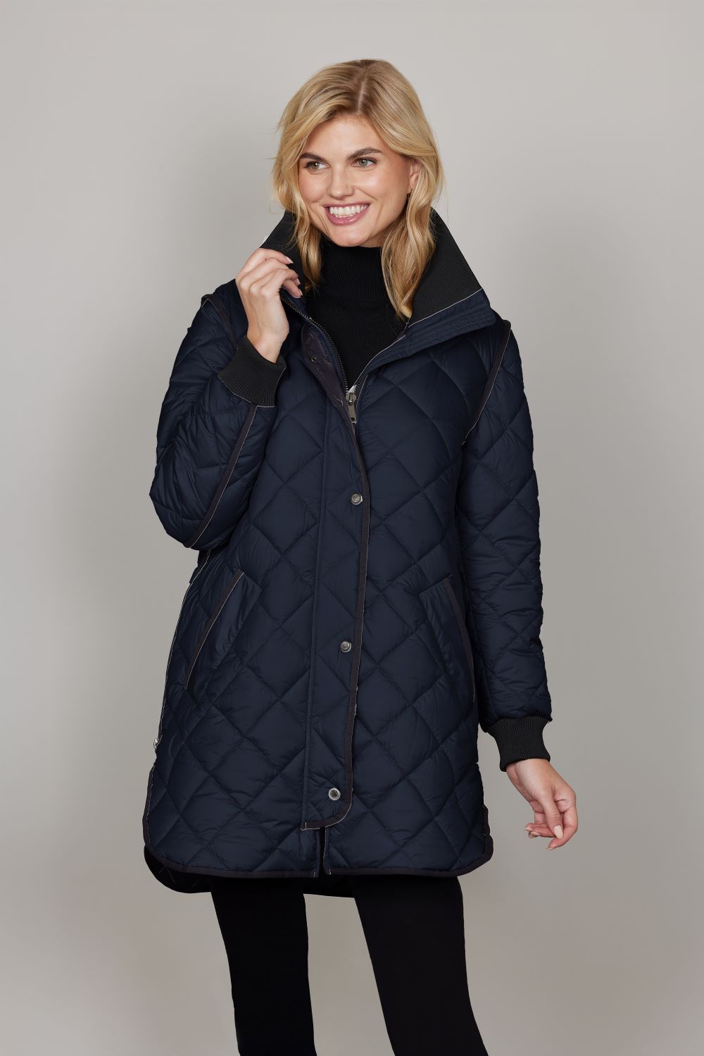 Michelle 2-Tone Zip Puffer Navy