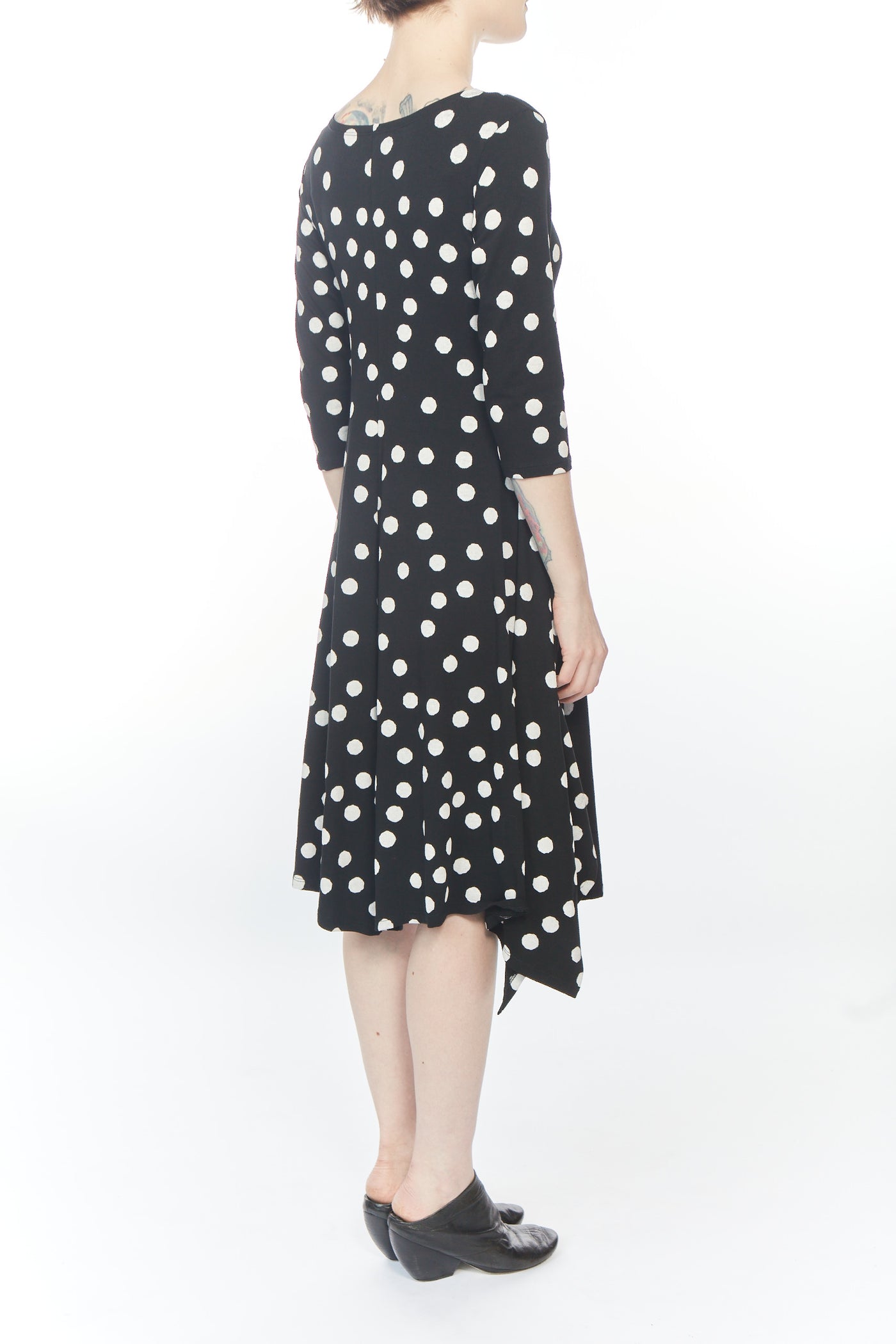 Cecilia 3/4 Sleeve Dress Black White Dot