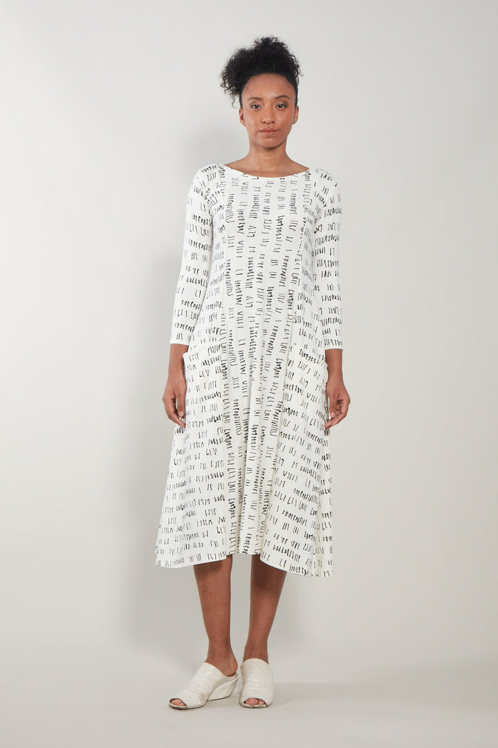 Carole Dress White Script
