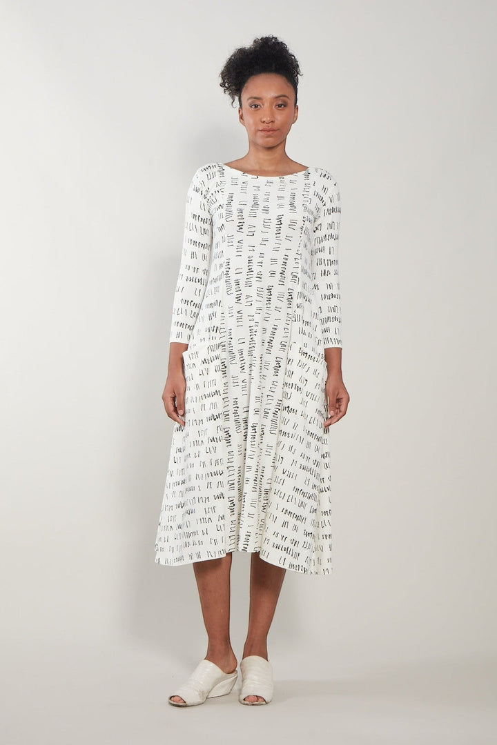 Carole Dress White Script