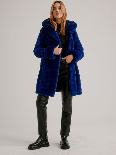 Reversible Faux Fur Coat Royal Tartan
