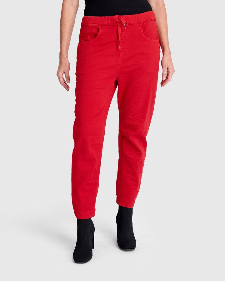 Weekend Boyfriend Jogger Jeans - Red