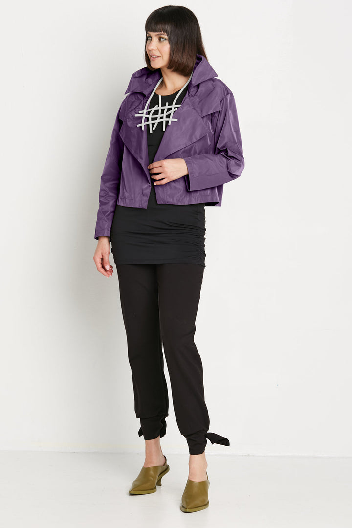 Nylon Triple Collar Jacket Plum