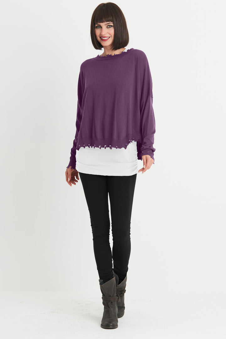 Shabby Chic Sweater Plum