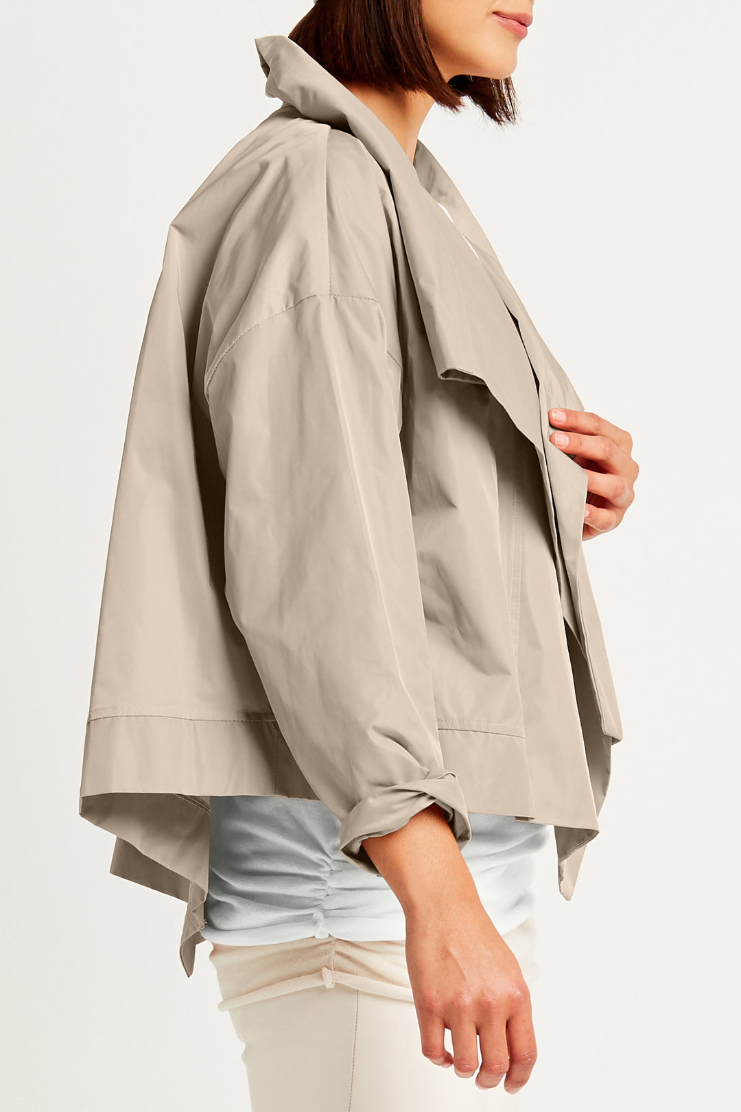 Asymmetric Nylon Jacket Fawn