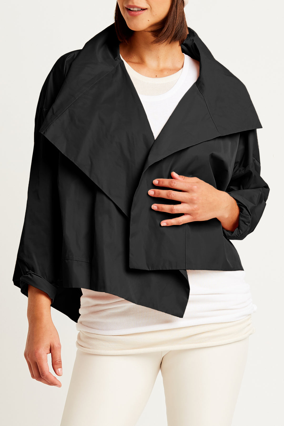 Asymmetric Nylon Jacket Black