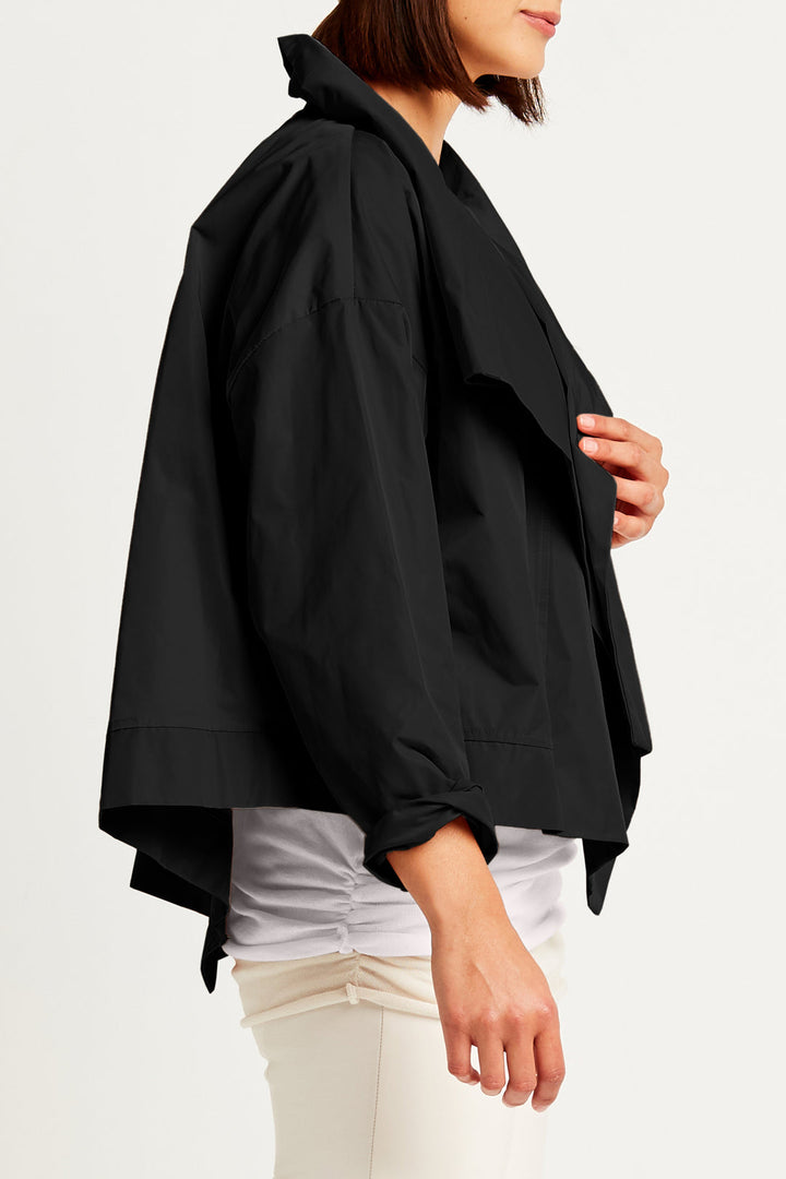 Asymmetric Nylon Jacket Black