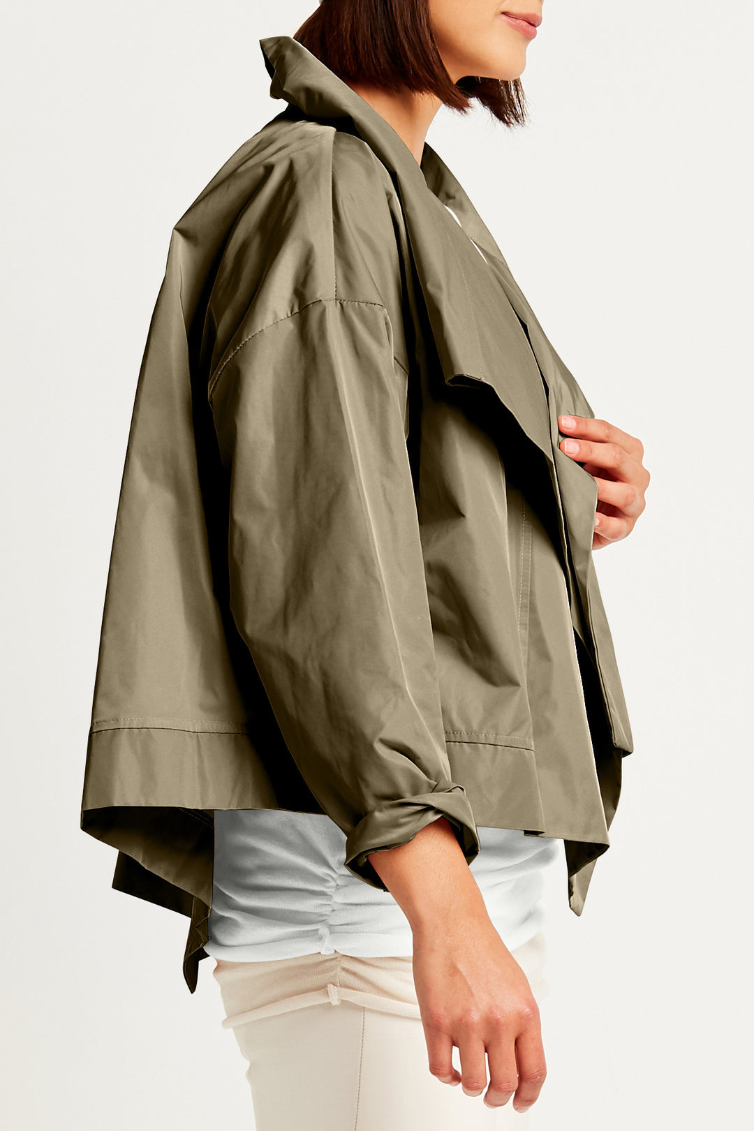 Asymmetric Nylon Jacket Loden