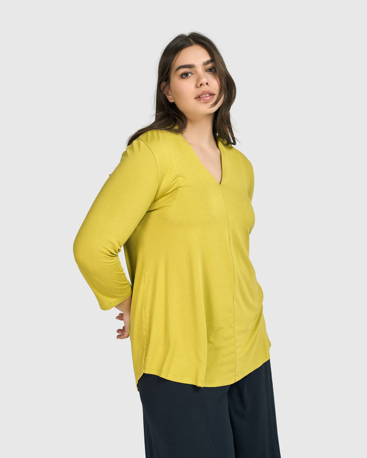 Essential V-neck Top, Lime