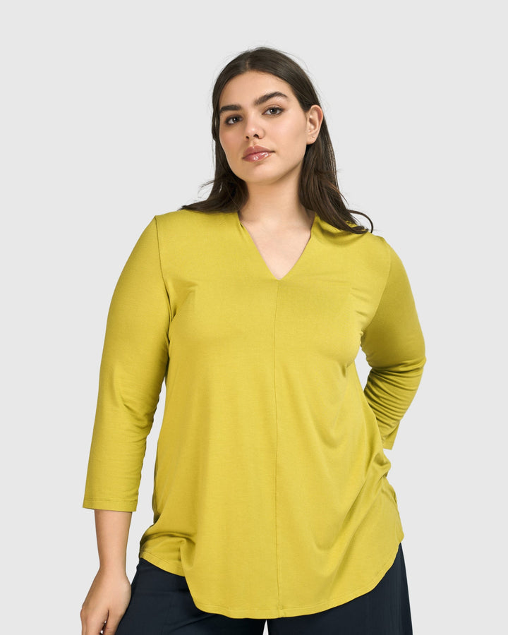 Essential V-neck Top, Lime