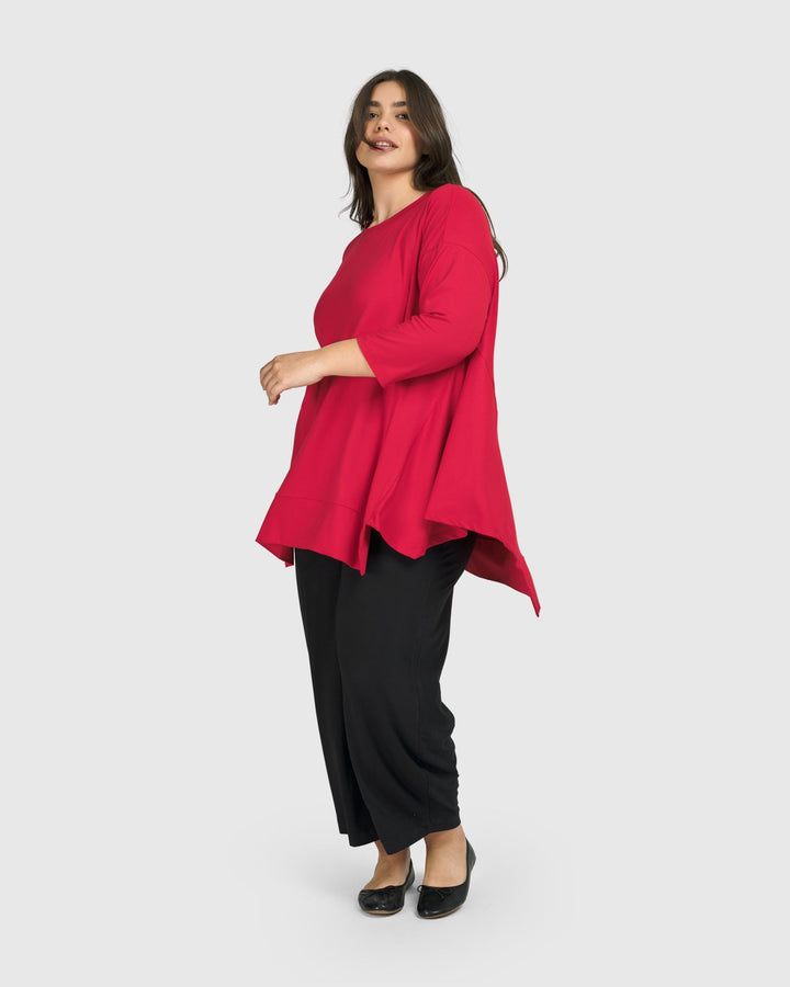 Essential Oversized Trapeze Top, Red Rose