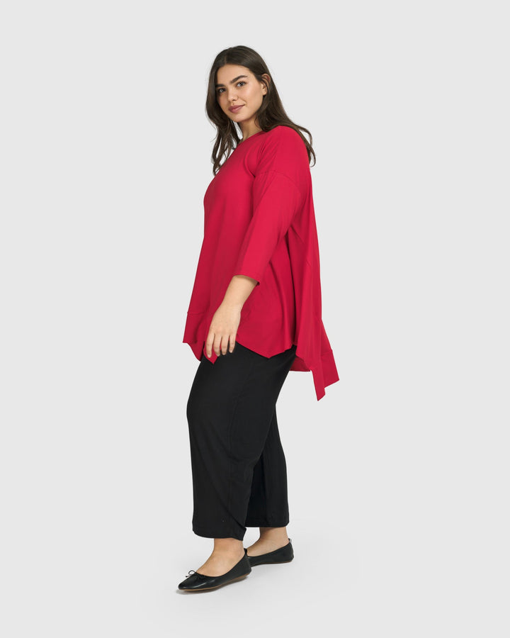 Essential Oversized Trapeze Top, Red Rose