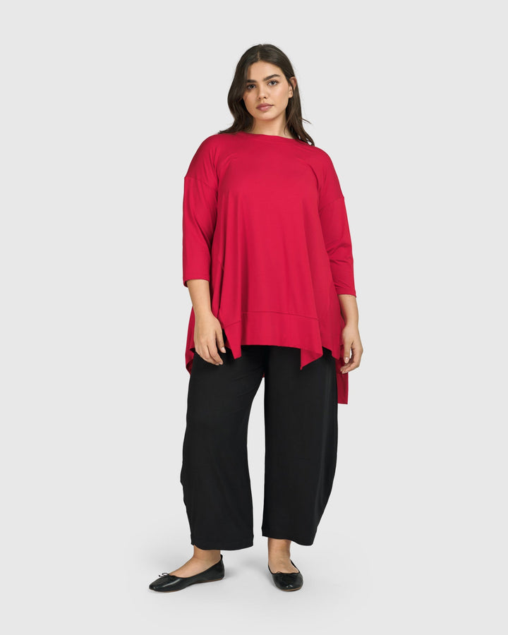 Essential Oversized Trapeze Top, Red Rose