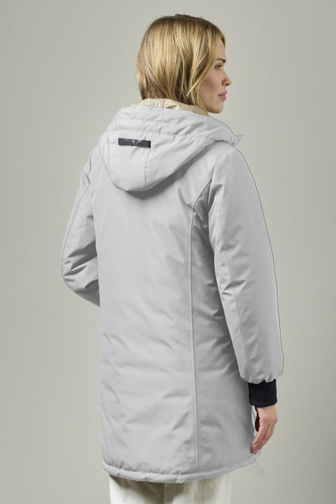 Patricia Hooded Reversible Rain Coat Grey