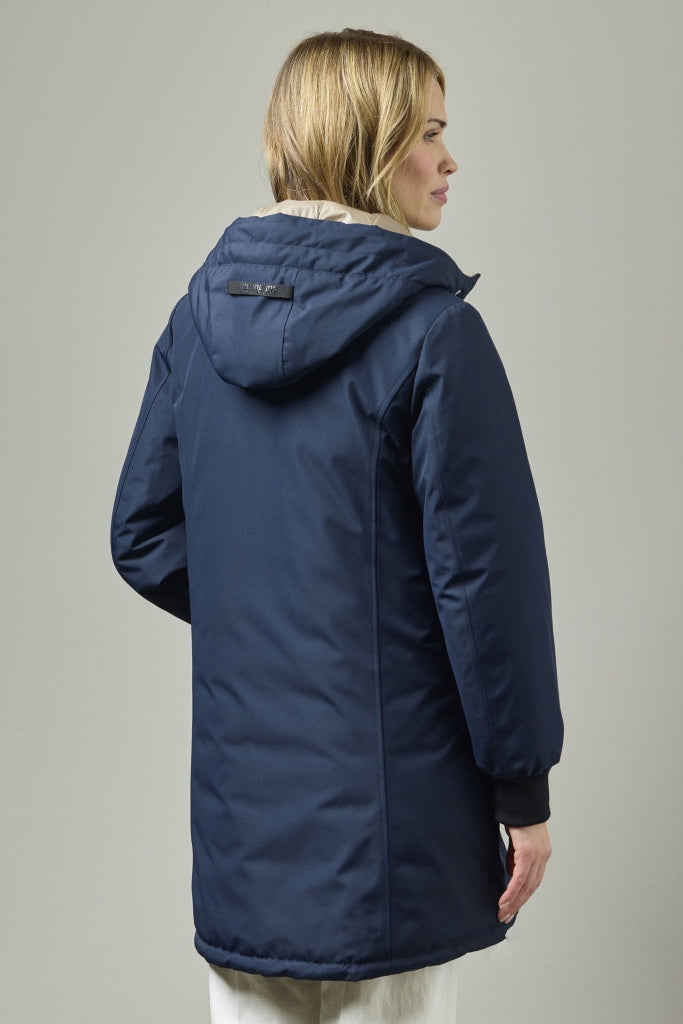 Patricia Hooded Reversible Raincoat Navy-COATS-JUNGE-Just Perfect Collection