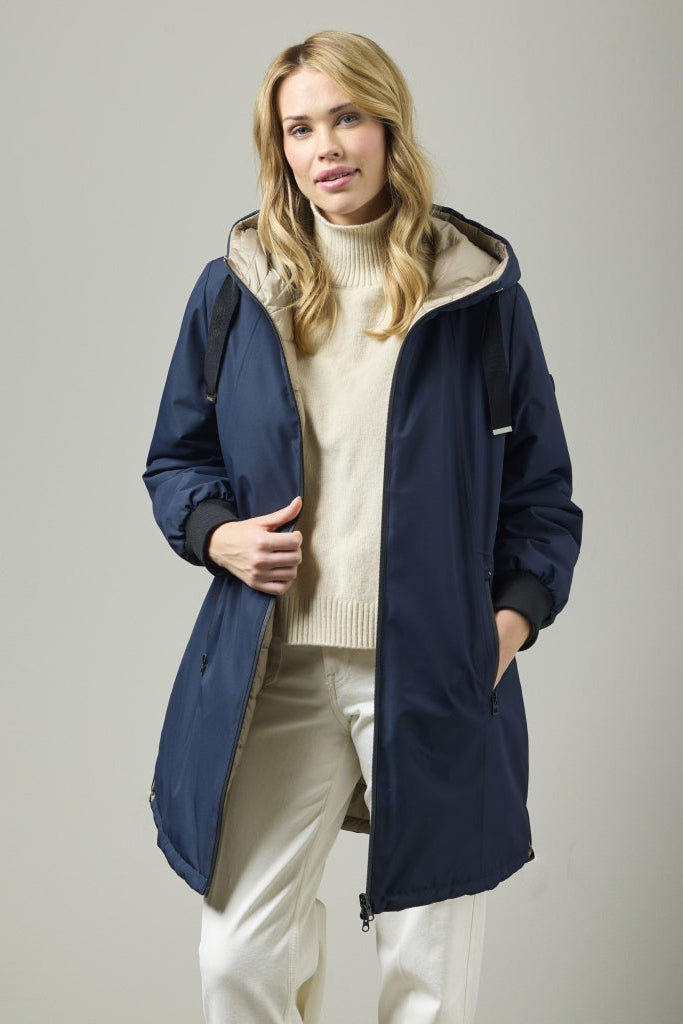 Patricia Hooded Reversible Raincoat Navy-COATS-JUNGE-Just Perfect Collection