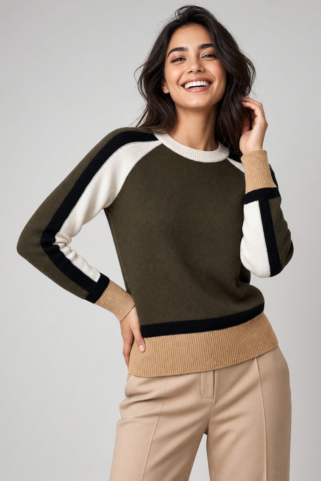 Color Block Sweater Loden
