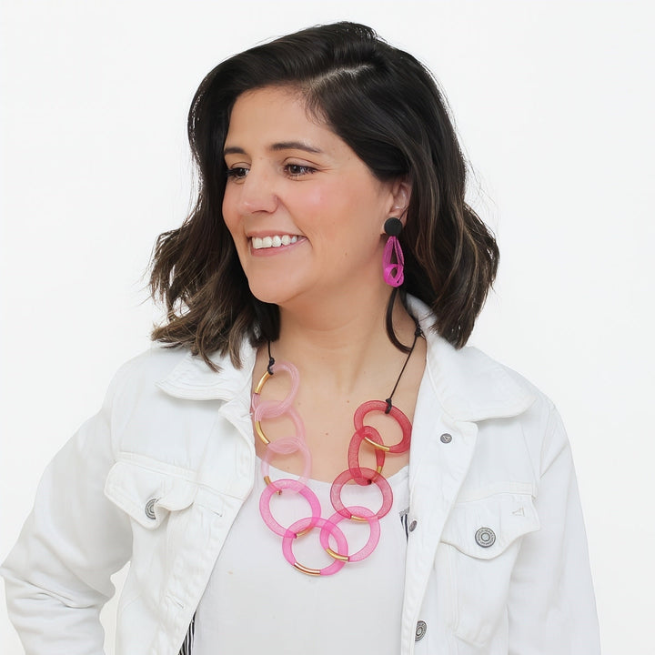 Pink Ombre Mesh Statement Necklace
