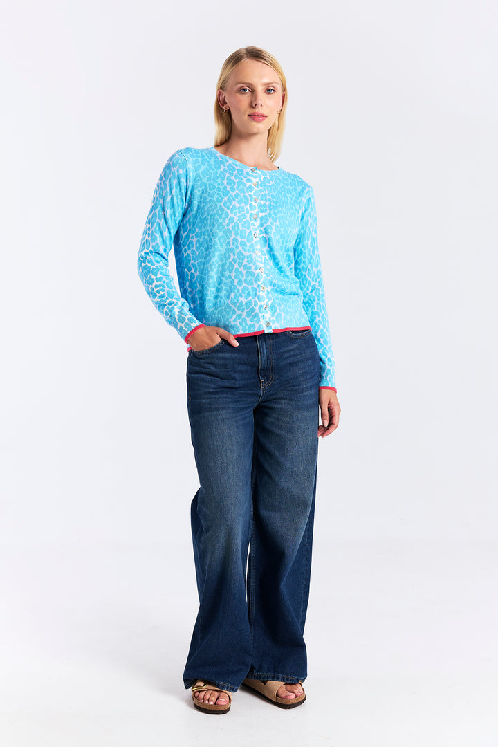 Lyra Leopard Cardigan Blue