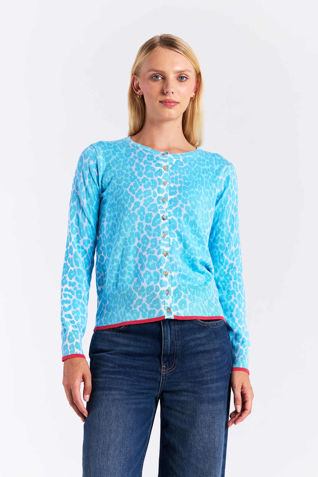 Lyra Leopard Cardigan Blue