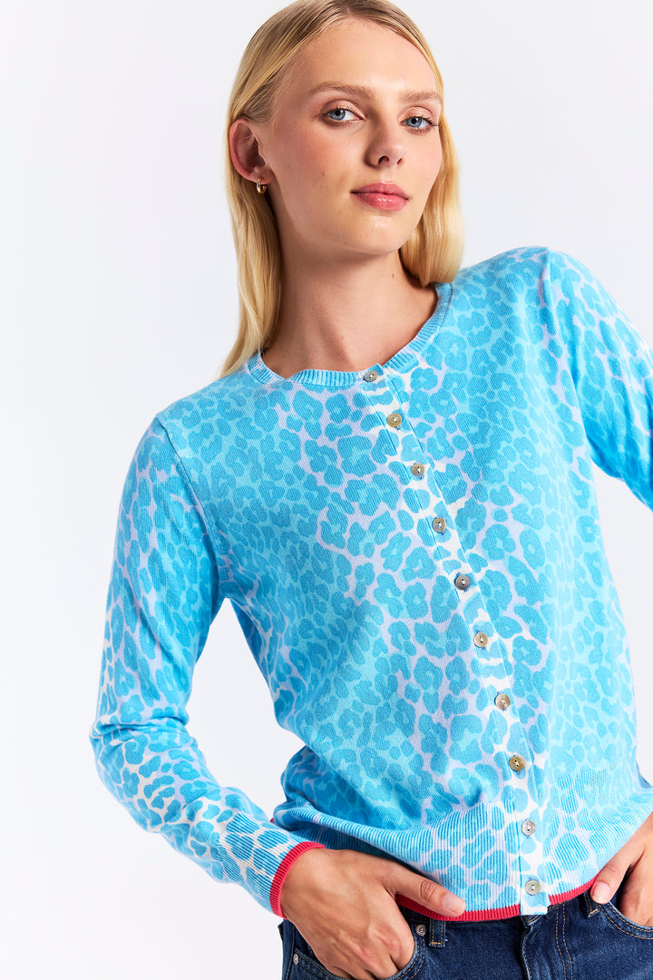 Lyra Leopard Cardigan Blue