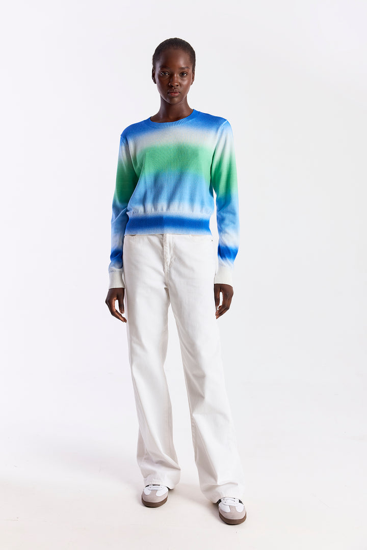 Blurred Stripe Crew Blue