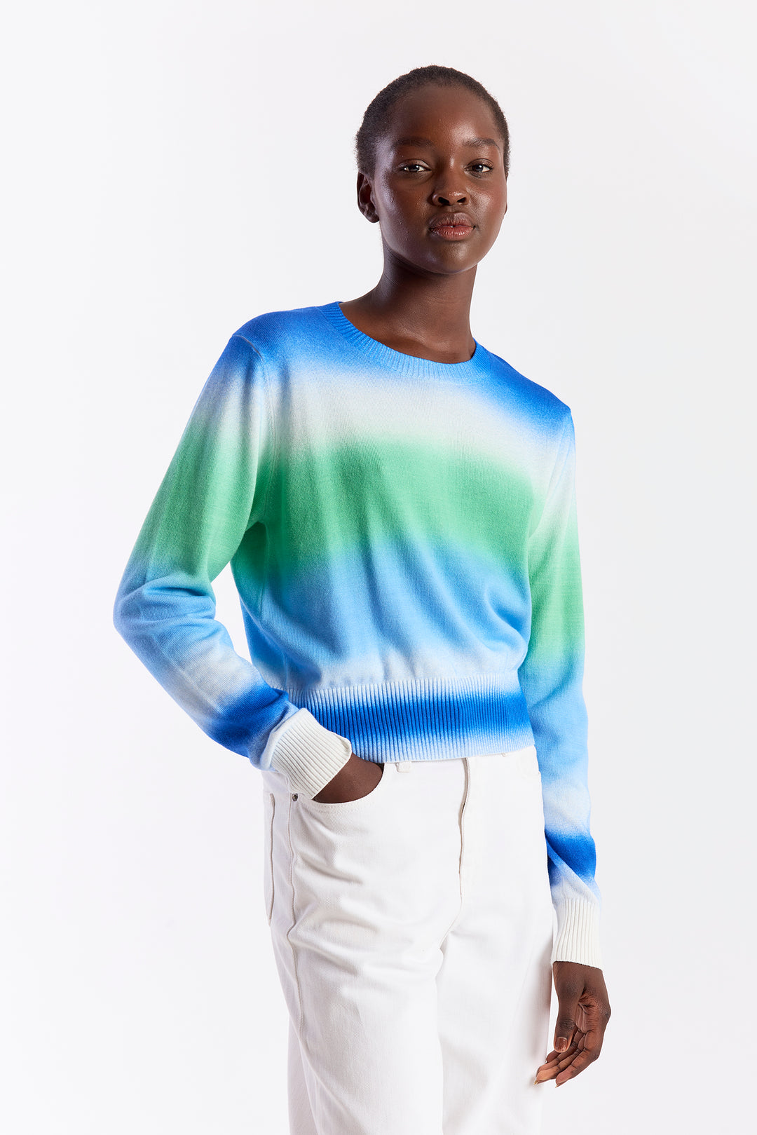 Blurred Stripe Crew Blue
