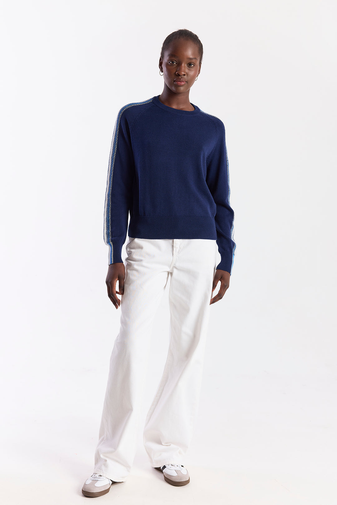 Geo Sleeve Crewneck Navy/Azul