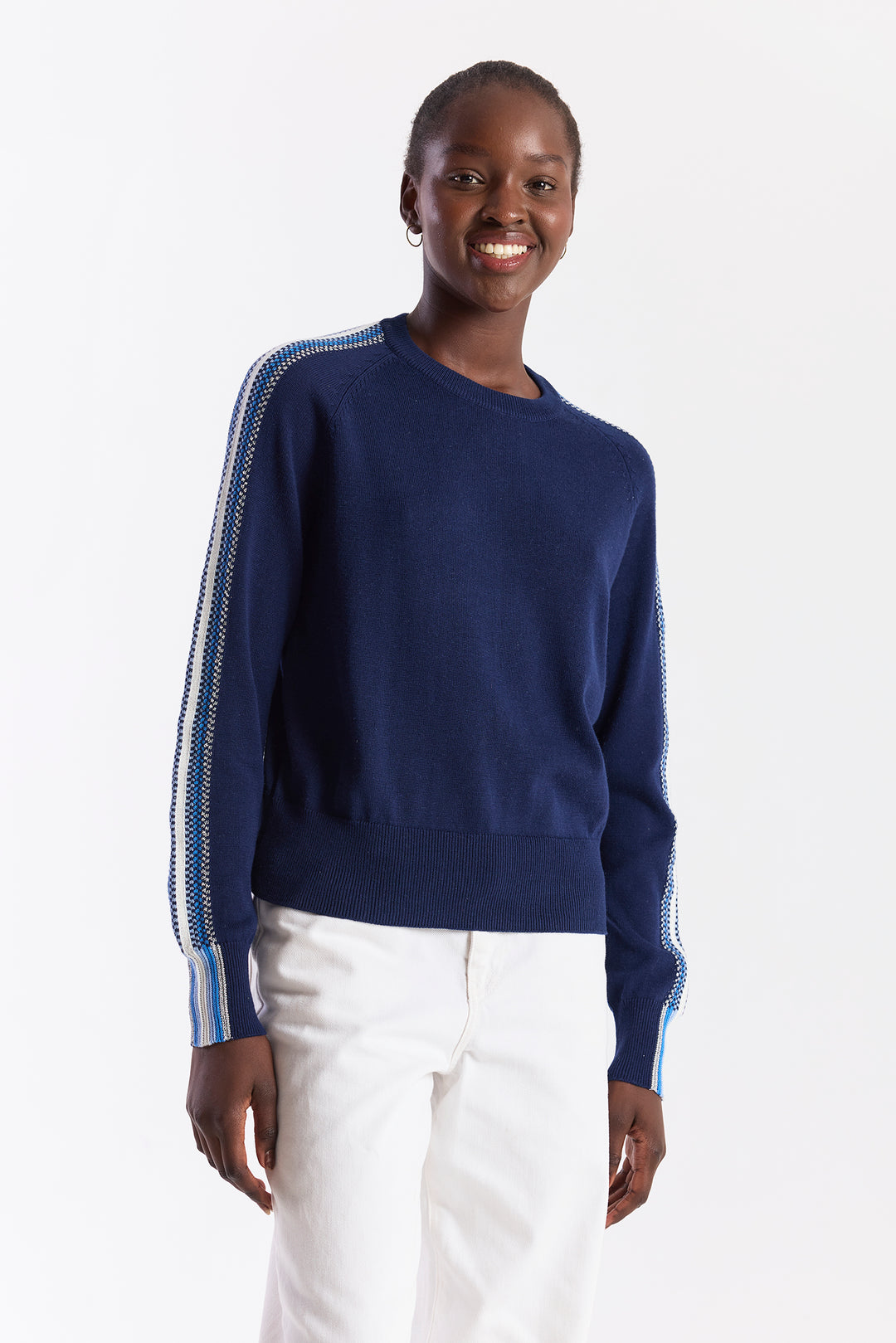 Geo Sleeve Crewneck Navy/Azul