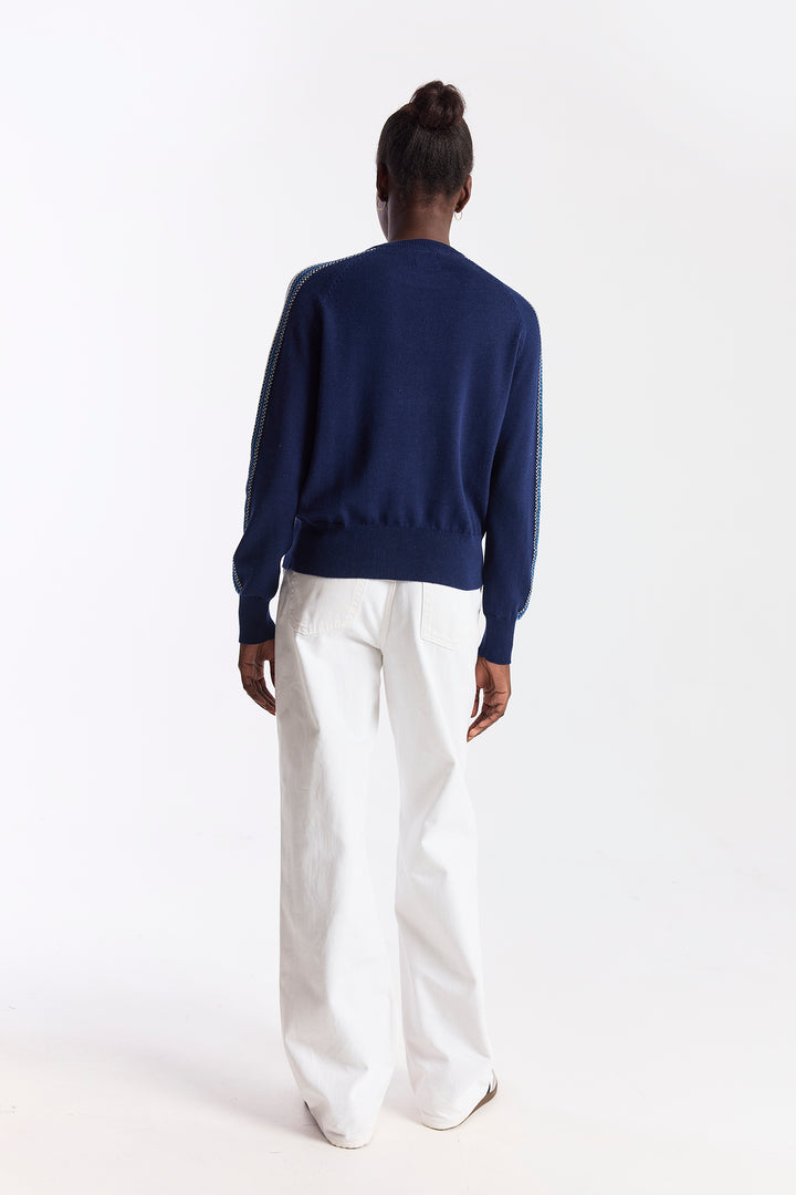 Geo Sleeve Crewneck Navy/Azul