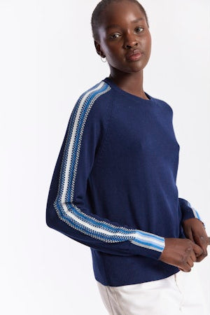 Geo Sleeve Crewneck Navy/Azul