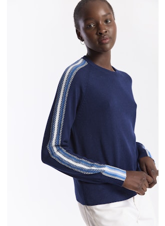 Geo Sleeve Crewneck Navy/Azul