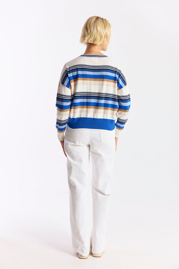 Gradient Stripe Crewneck Ivory Blue