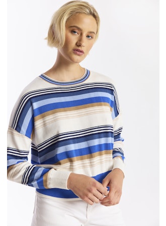 Gradient Stripe Crewneck Ivory Blue