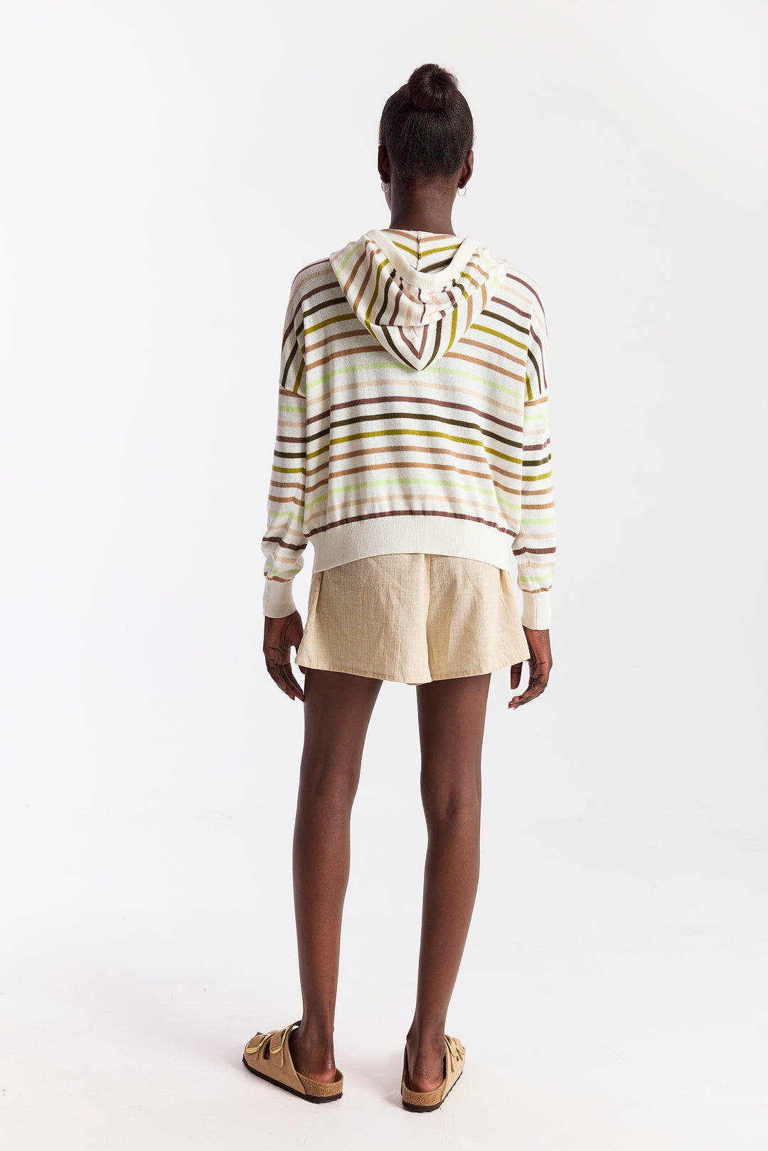 Multi Stripe Hoodie Ivory