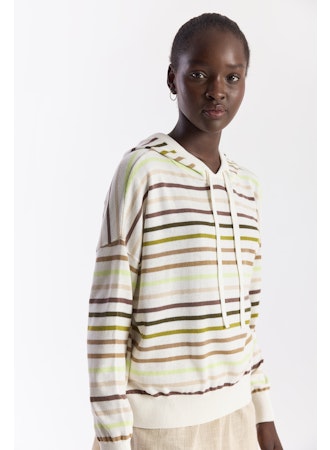Multi Stripe Hoodie Ivory