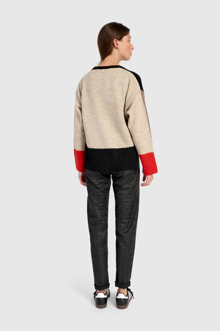 Contrast Sleeve Cardigan in Black, Brown, Red, Mix