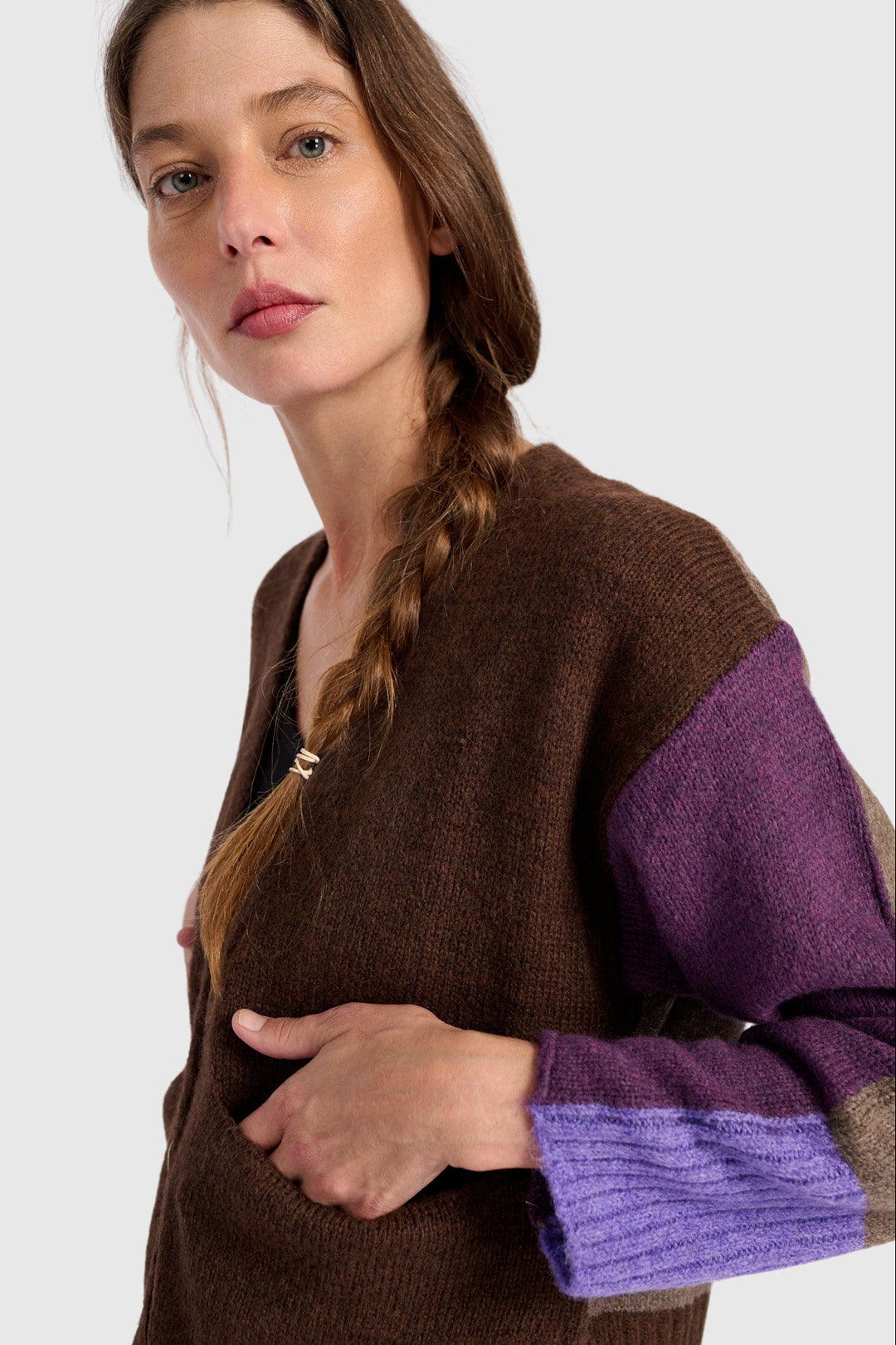 Color block Mixed Cardigan