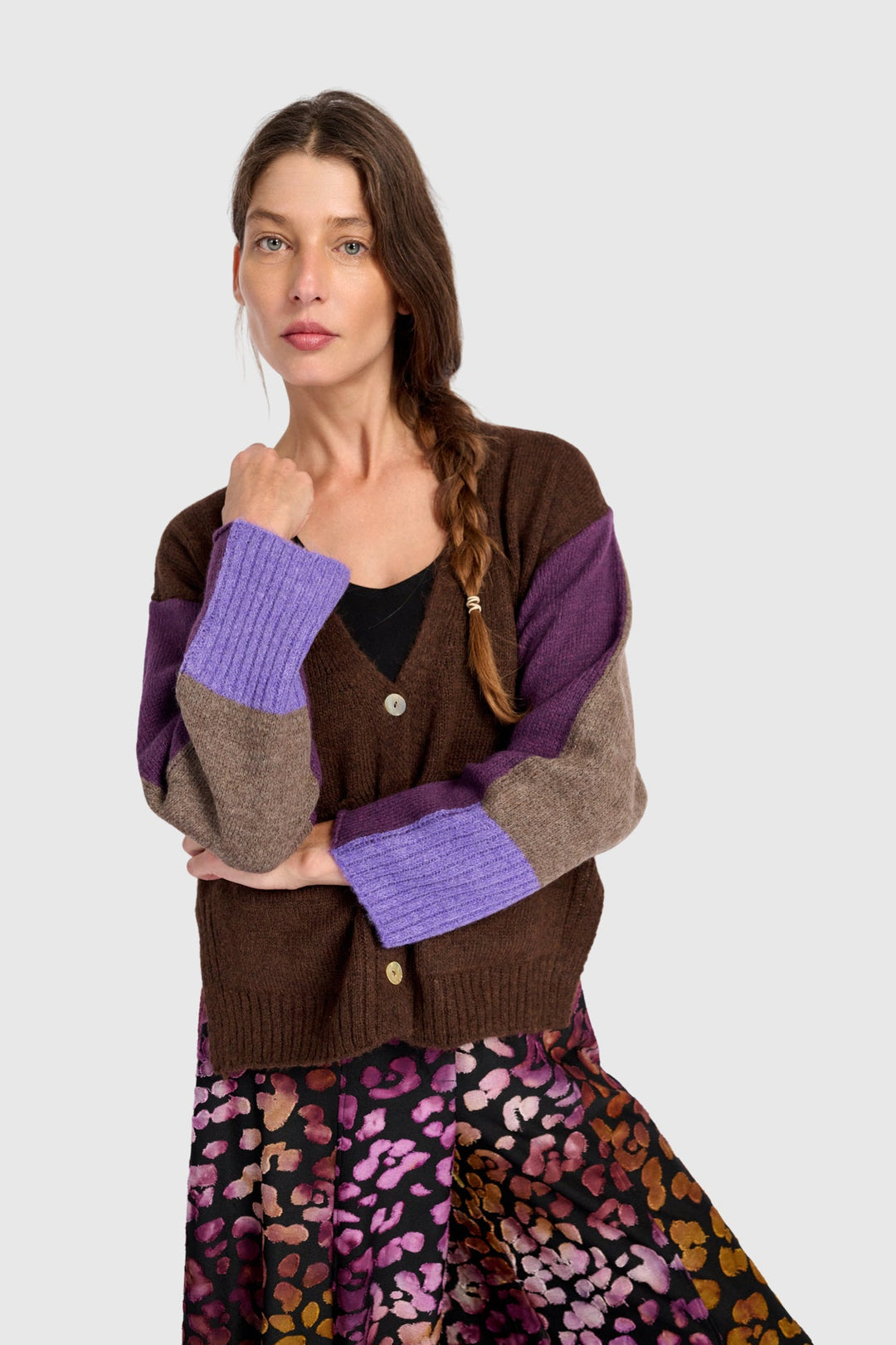 Color block Mixed Cardigan