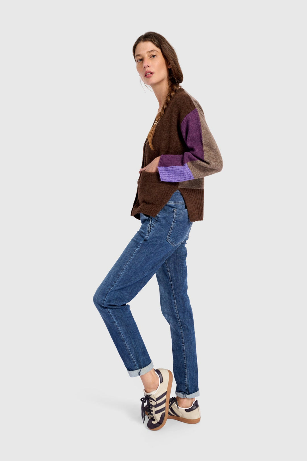 Color block Mixed Cardigan