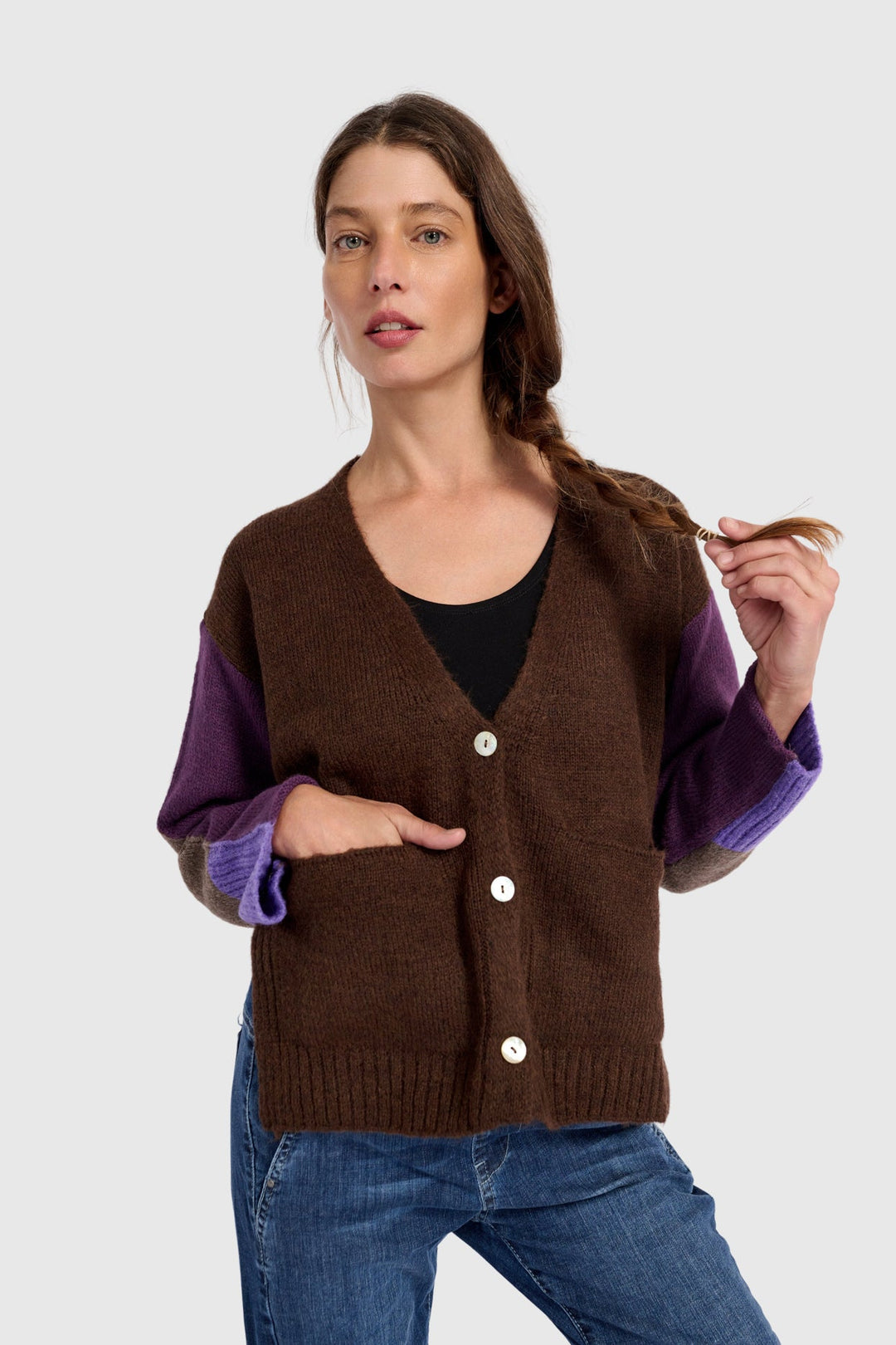 Color block Mixed Cardigan