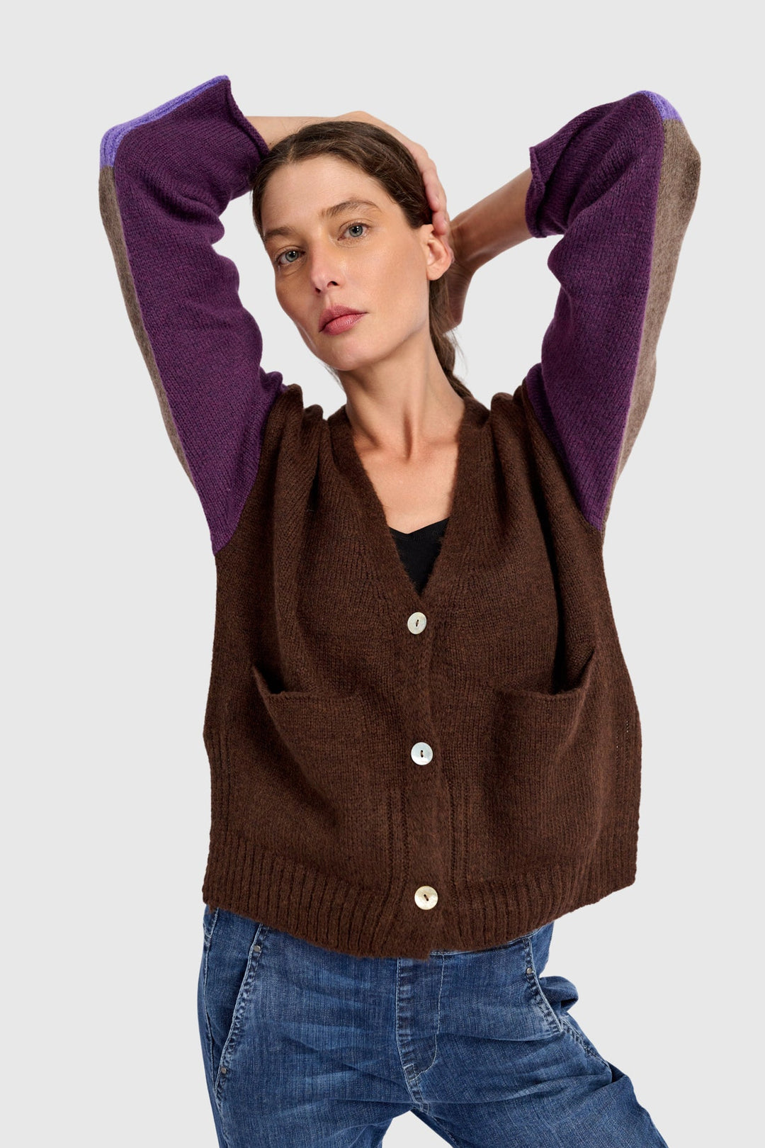 Color block Mixed Cardigan