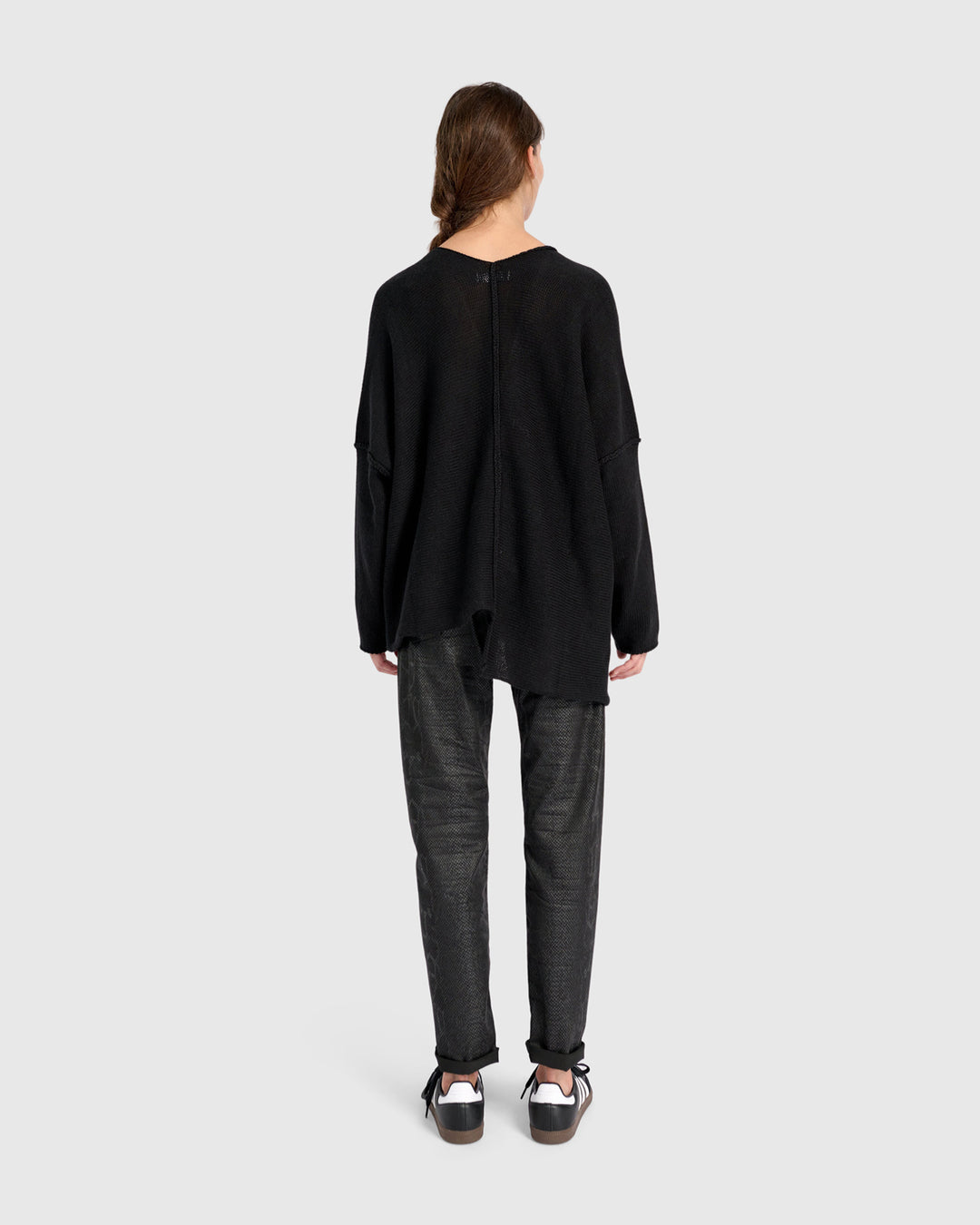 Asymmetrical V-Neck Sweater in Black