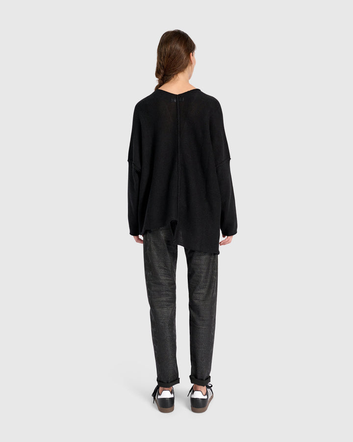 Asymmetrical V-Neck Sweater in Black