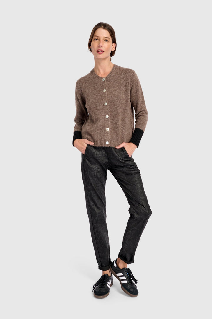 Color block Button Cardigan in Brown and Black