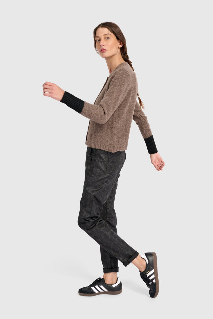Color block Button Cardigan in Brown and Black