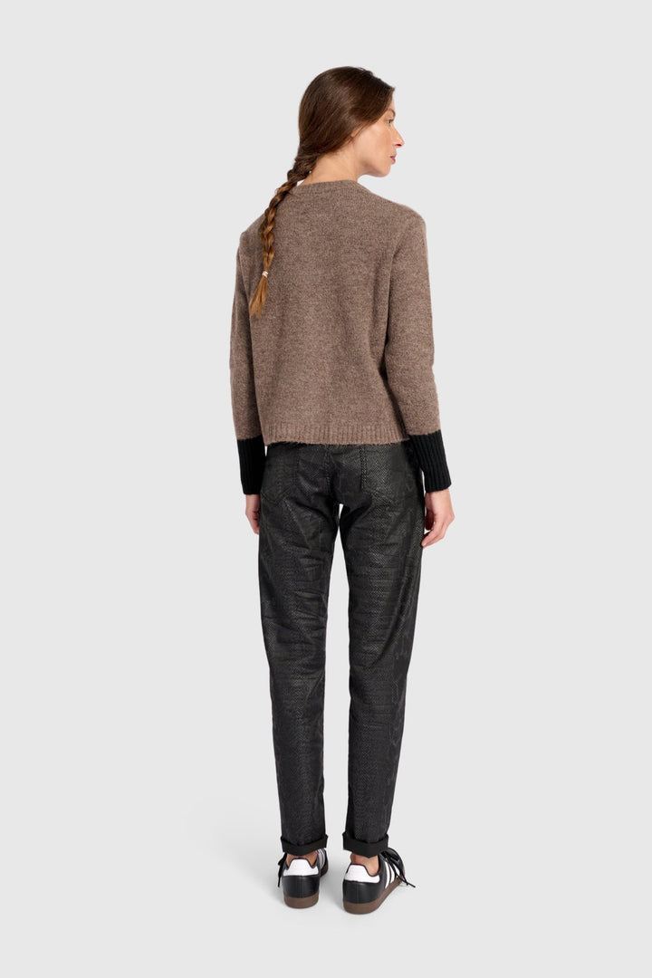 Color block Button Cardigan in Brown and Black