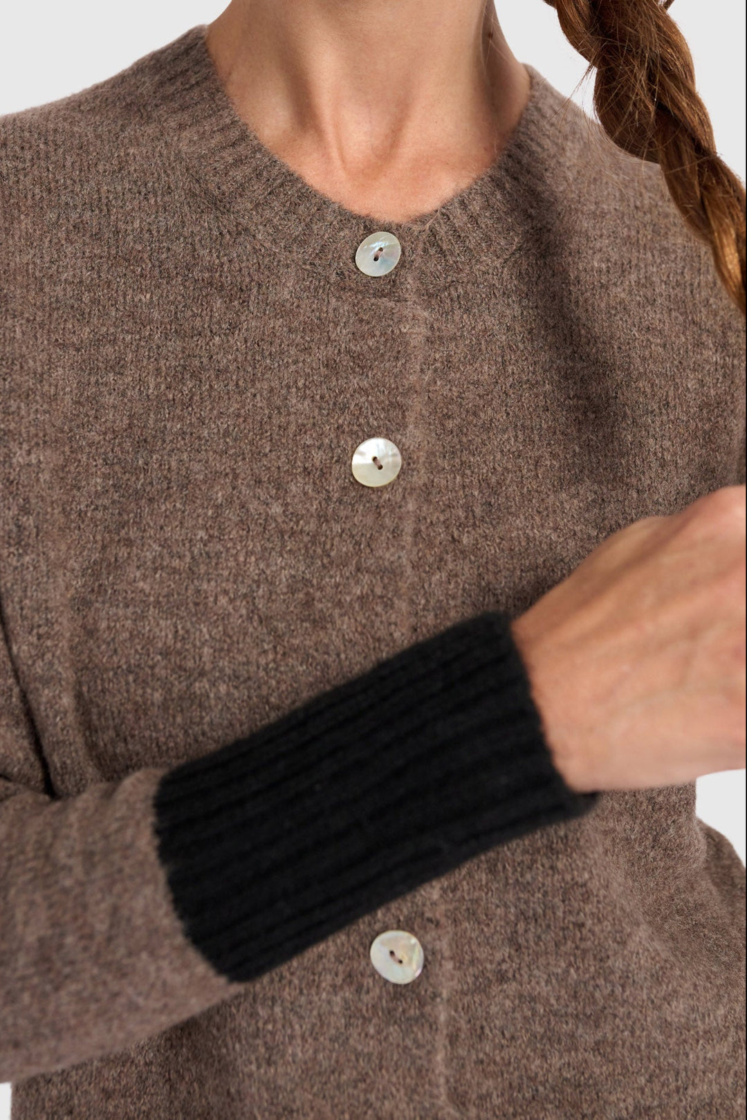 Color block Button Cardigan in Brown and Black